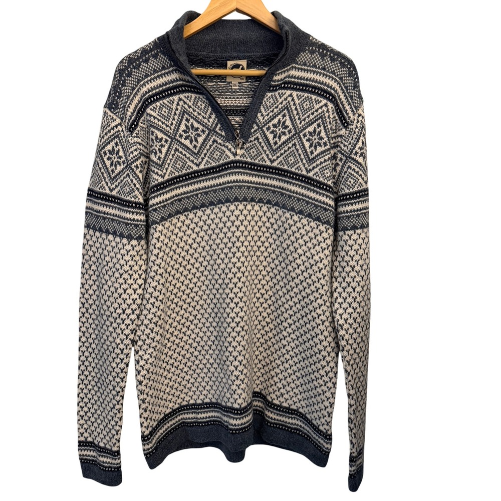 Artesania Quarter Zip Sweater Mens XL Grey Excellent Alpaca Blend Nordic Knit